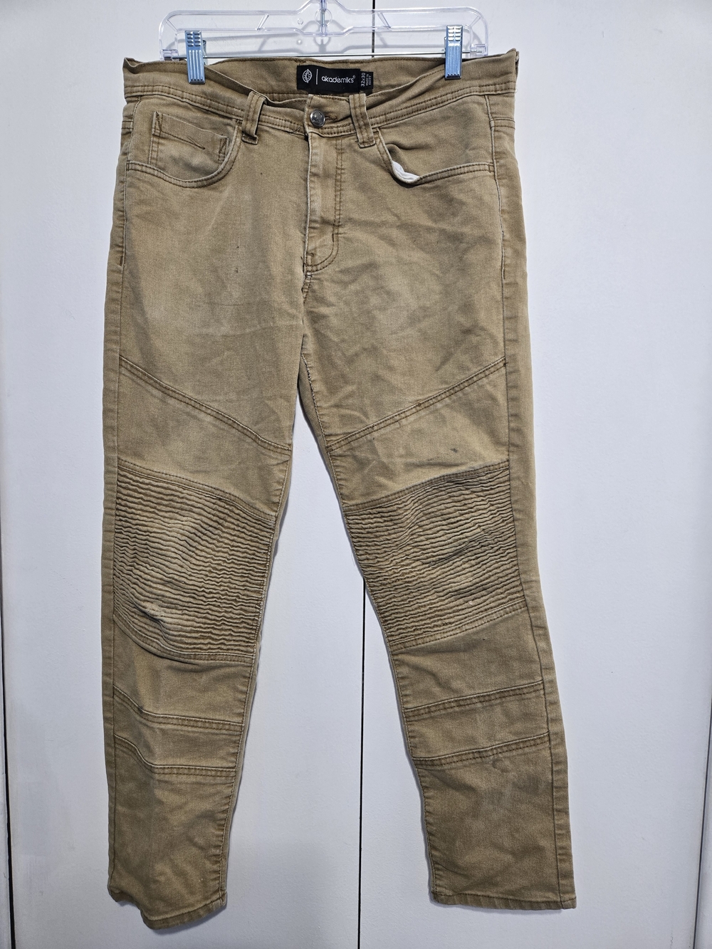 Akademiks‎ Moto Skinny Jeans Tan Biker Style Stretch Men’s 32x30